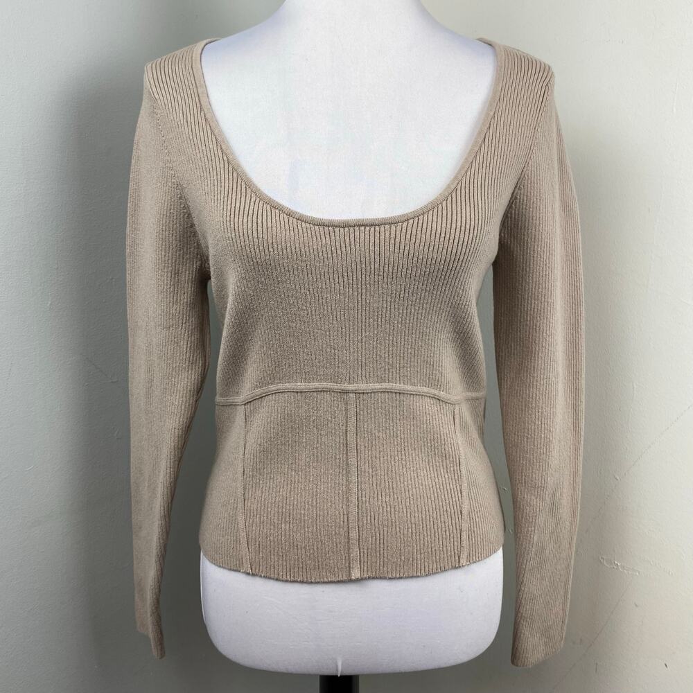 Abercrombie & Fitch Ribbed Slim Fit Scoopneck Corset Long Sleeve Sweater XL